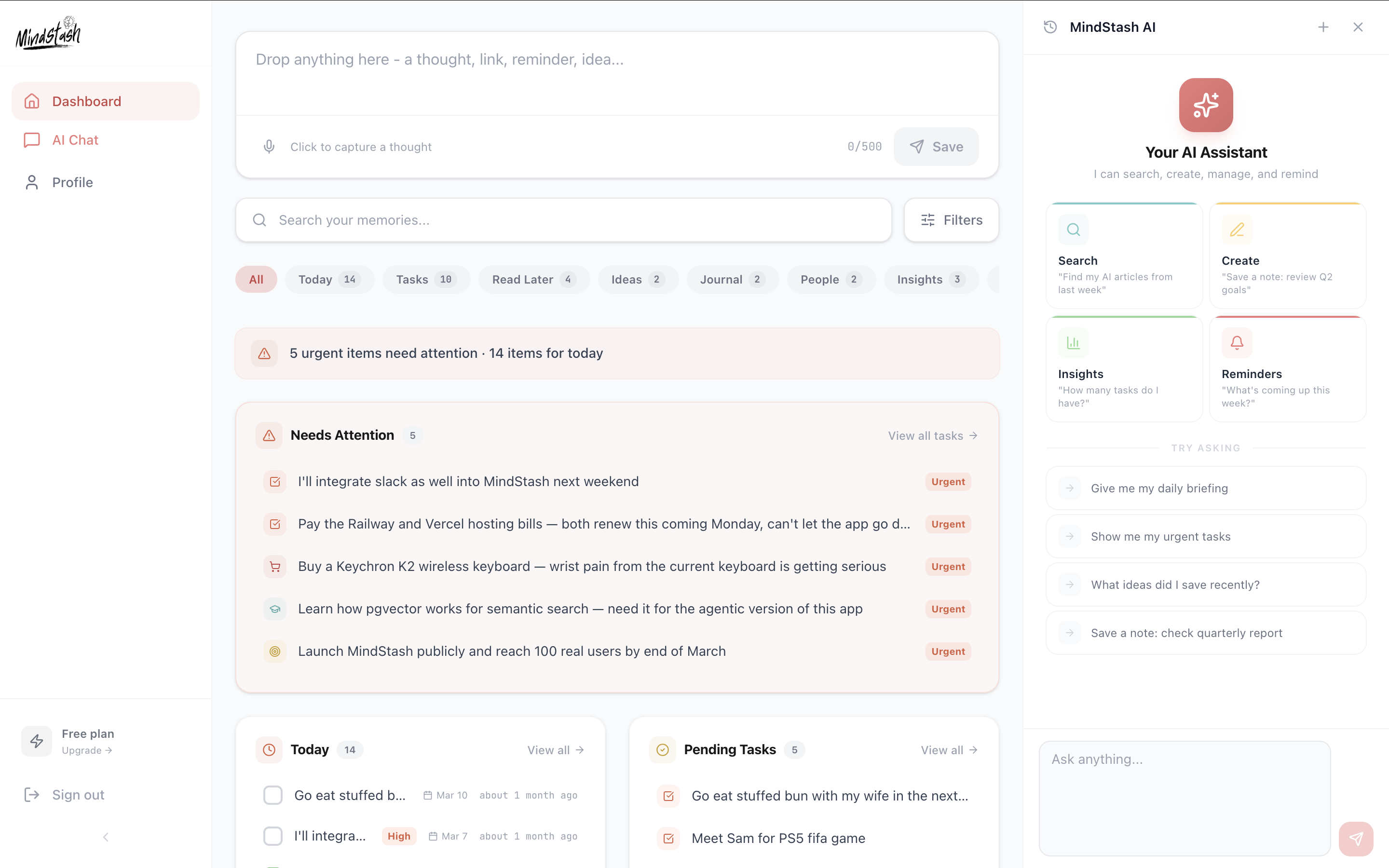 MindStash Dashboard