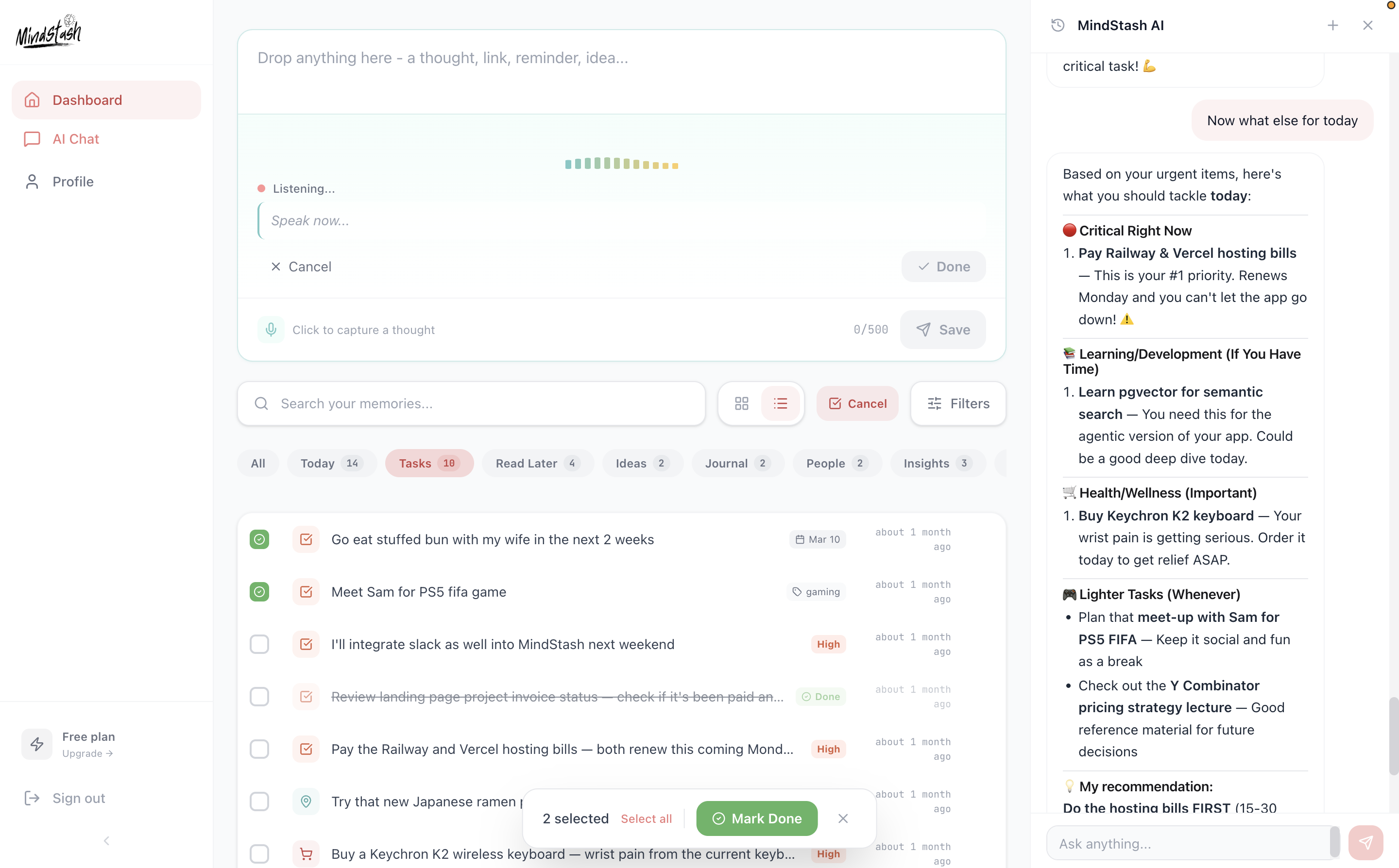 Quick Capture & Voice Input